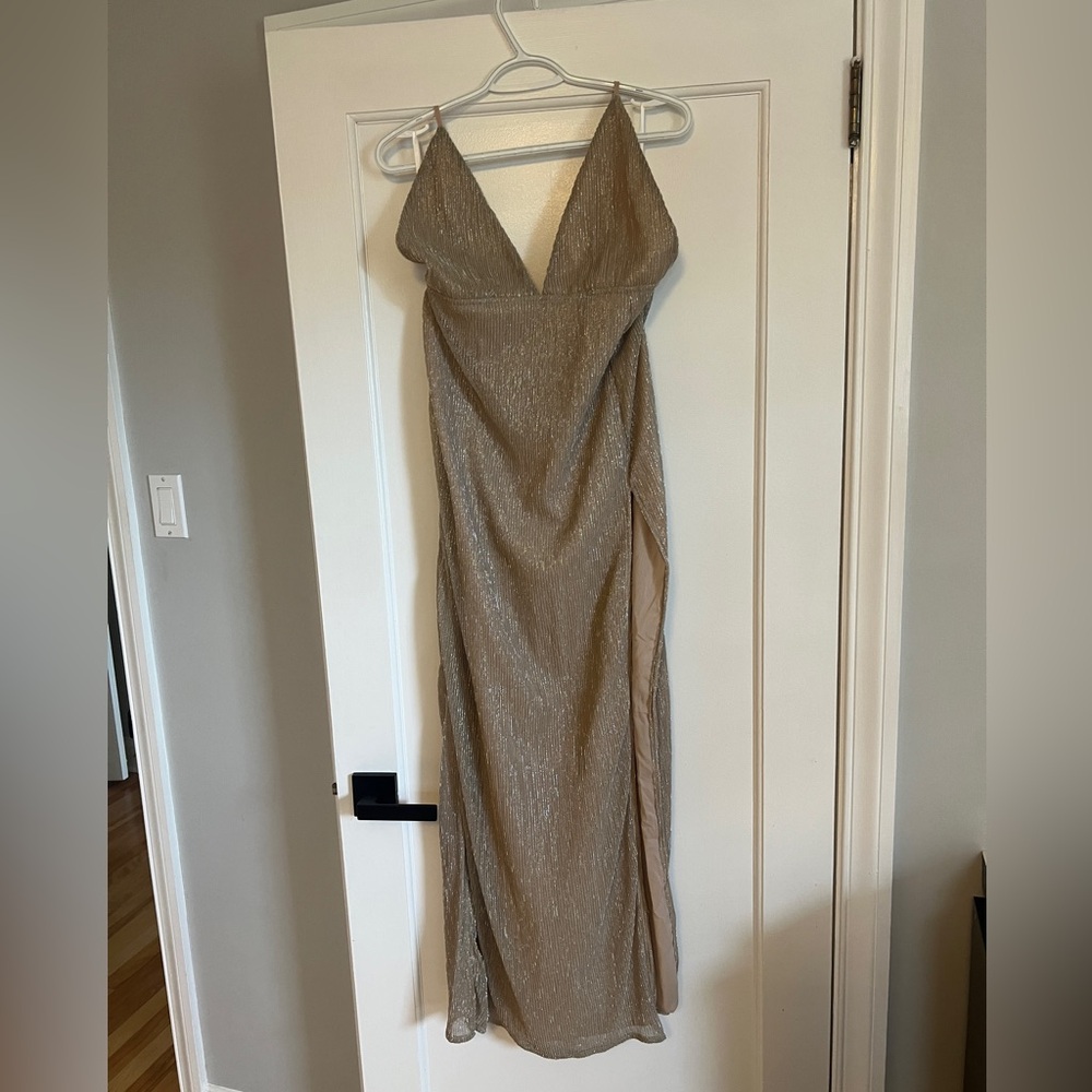 Superdown Champagne High Slit Maxi Dress - Picture 4 of 6